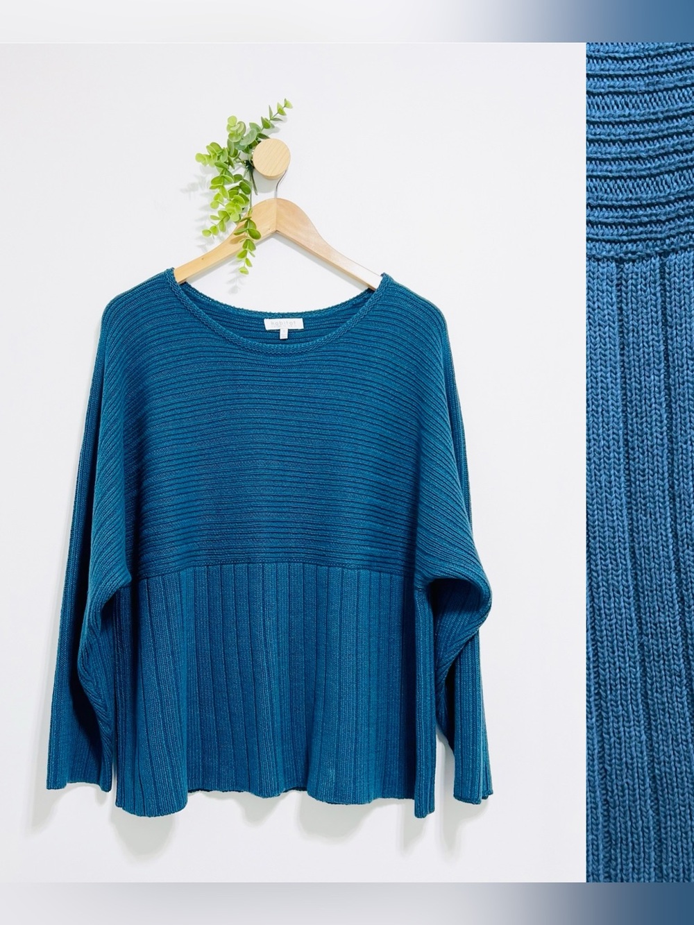 Habitat Clothes To Live In Blue Knit Cotton Blend Sweater